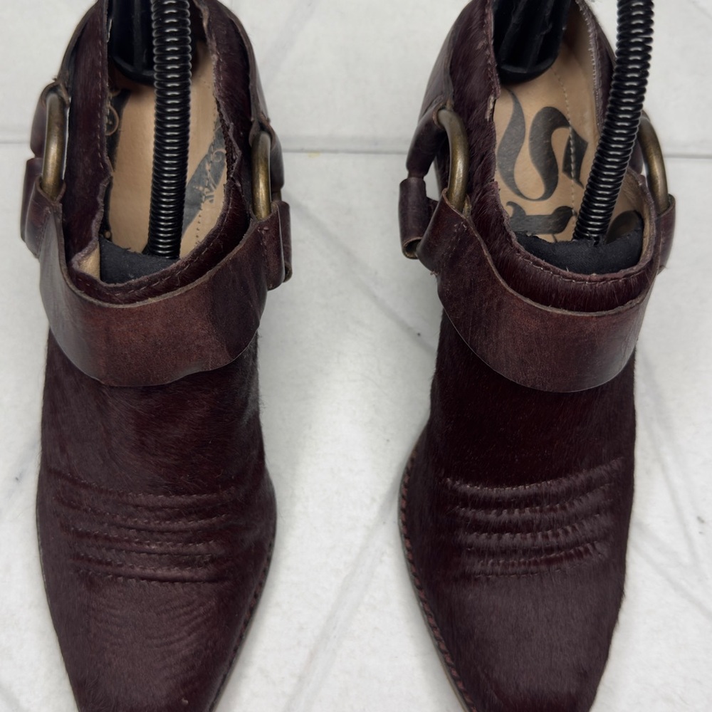 Spirit by Lucchese Burgundy Hair-on-Hide Western Mules Heels Size 7.5M